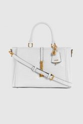 GUESS Biała shopperka James. Białe shopper bag Guess, ze skóry ekologicznej, duże, bez dodatków. W wyprzedaży za 564.99 zł.