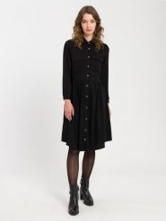 Cross Jeans Sukienka w kolorze czarnym rozmiar: L. Czarne sukienki damskie Cross Jeans, bez wzorów, z jeansu, bez ramiączek. Za 118.56 zł.