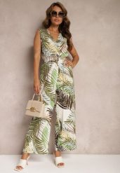 Zielony Kombinezon z Bawełny z Szerokimi Ramiączkami i Długimi Nogawkami Vmeviana. Zielone sukienki damskie Renee, bez wzorów, z bawełny, eleganckie, bez ramiączek. W wyprzedaży za 99.99 zł.