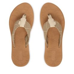 Japonki Roxy. Brązowe klapki damskie Roxy, bez wzorów, bez obcasa, bez zapięcia. Za 159.99 zł.