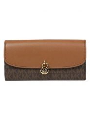 Michael Kors Skórzany portfel w kolorze ciemnobrązowo-karmelowym - 19 x 10 x 3 cm rozmiar: onesize. Brązowe portfele damskie Michael Kors, bez wzorów, z materiału. Za 719.66 zł.