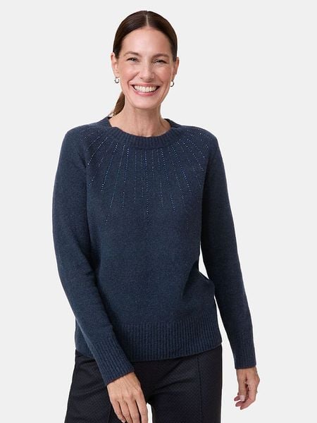 Gerry Weber Sweter w kolorze granatowym rozmiar: 40. Niebieskie swetry klasyczne damskie Gerry Weber, z wełny, bez kołnierzyka. Za 174.84 zł.