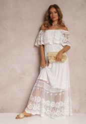Biała Sukienka Bassam. Białe sukienki damskie Renee, bez wzorów, z dzianiny, bez ramiączek. W wyprzedaży za 151.99 zł.