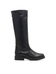 Remonte Oficerki R6576-01 Czarny. Czarne kozaki damskie Remonte, ze skóry, bez obcasa, na płaskiej podeszwie, bez zapięcia. Za 495.00 zł.