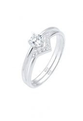 Elli Damski zestaw soliter Trójkąt z cyrkoniami w srebrze 925 Sterling Silver Pierścionki 1 ct. Szare pierścionki damskie Elli, z cyrkonią, srebrne. Za 207.39 zł.