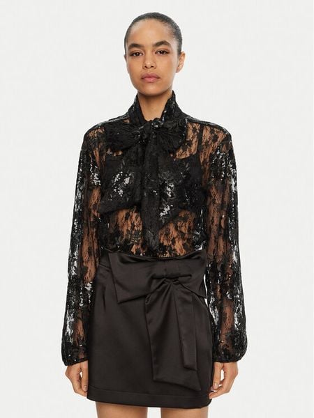 Kontatto Bluzka AI2025 Czarny Regular Fit. Czarne bluzki damskie Kontatto, bez wzorów, z syntetyku, bez kołnierzyka, bez ramiączek. Za 289.99 zł.