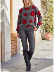 LA Angels Sweter w kolorze szaro-czerwonym rozmiar: S. Czerwone swetry klasyczne damskie LA Angels, s, bez kołnierzyka. Za 167.95 zł.