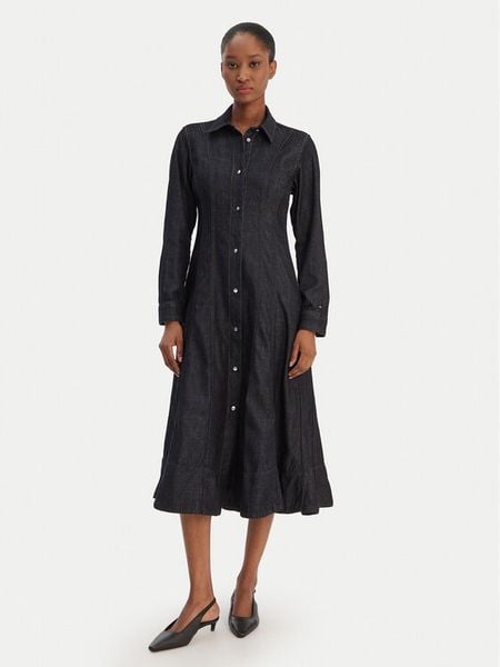 Tommy Hilfiger Sukienka jeansowa WW0WW48520 Granatowy Regular Fit. Niebieskie sukienki damskie Tommy Hilfiger, bez wzorów, z bawełny, bez ramiączek. Za 799.99 zł.