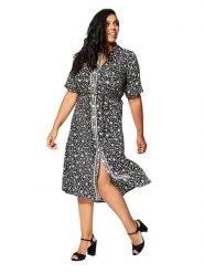 Aller Simplement Sukienka w kolorze czarno-białym rozmiar: 46/48. Czarne sukienki damskie Aller Simplement, bez wzorów, z tkaniny, klasyczne, bez ramiączek. Za 78.99 zł.