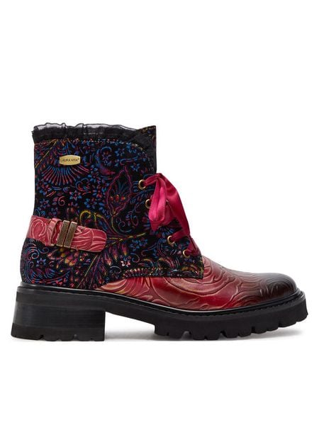 Laura Vita Trzewiki Kouleo 47 Bordowy. Czerwone botki damskie LAURA VITA, ze skóry, bez obcasa, na płaskiej podeszwie, bez zapięcia. Za 449.99 zł.