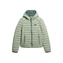 Damska kurtka puchowa Superdry Fuji Lite. Zielone kurtki damskie Superdry, xs, z aplikacjami, z gumy, z kapturem. Za 508.65 zł.