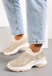 Beżowe Buty Sportowe w Cyrkonie na Grubej Podeszwie Coneta. Brązowe obuwie sportowe casual damskie Born2be. Za 64.99 zł.