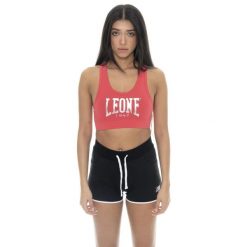 Odzież sportowa miękki na siłownia na co dzień. Czerwona biustonosze sportowe damskie LEONE 1947 APPAREL, bez wzorów, z bawełny. W wyprzedaży za 44.86 zł.