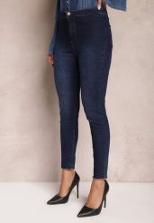Niebieskie Jeansy Skinny z Postrzępionymi Krawędziami Janitha. Niebieskie jeansy damskie Renee, bez wzorów, z jeansu. Za 59.99 zł.