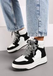 Czarne Sneakersy za Kostkę na Grubej Podeszwie z Perforacją Mivania. Czarne obuwie sportowe damskie Born2be, na jesień, z jeansu, za kostkę, bez zapięcia, trekkingowe. Za 109.99 zł.