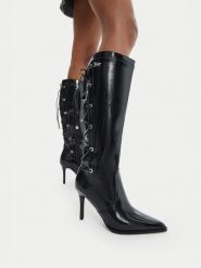 Juicy Couture Kozaki EO-C6006-3 Czarny. Czarne kozaki damskie Juicy Couture, bez obcasa, na szpilce, bez zapięcia. Za 379.99 zł.