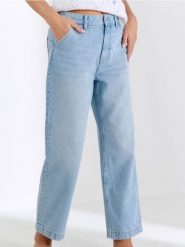 Jeansy cropped straight - niebieski. Niebieskie jeansy damskie Sinsay. Za 69.99 zł.