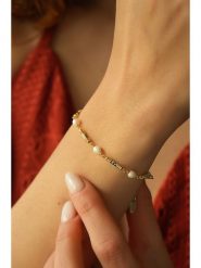 Pierres delicates Bransoletka w kolorze białym z perłami i jaspisami rozmiar: onesize. Białe bransoletki damskie Pierres delicates, z mosiądzu. Za 52.99 zł.