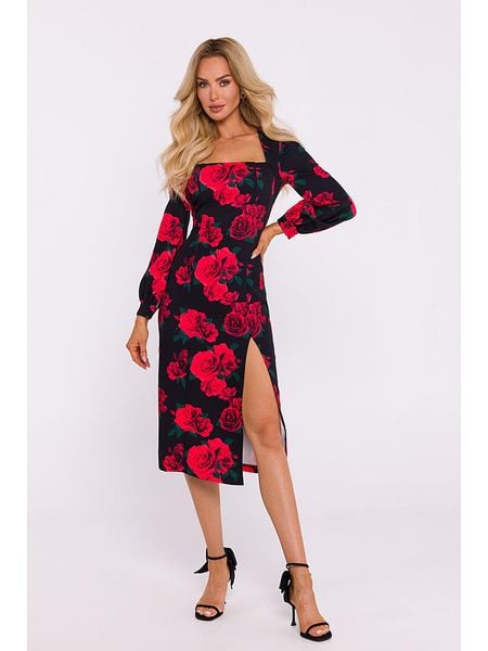 Made of emotion Sukienka w kolorze czerwono-czarnym rozmiar: XL. Czarne sukienki damskie Made Of Emotion, bez wzorów, bez ramiączek. Za 154.99 zł.