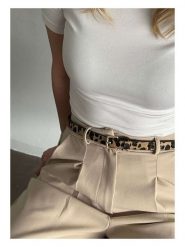 Lucky Bees Pasek w kolorze czarno-brązowym - dł. 100 cm rozmiar: onesize. Brązowe paski damskie Lucky Bees, bez wzorów, z materiału. Za 69.91 zł.