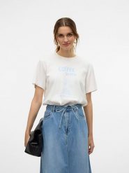 Vero Moda Koszulka w kolorze białym rozmiar: XS. Białe bluzki damskie Vero Moda, xs, bez wzorów, z bawełny, bez kołnierzyka, bez ramiączek. Za 32.90 zł.