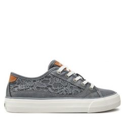 Trampki Mustang. Niebieskie trampki damskie Mustang, bez wzorów, bez zapięcia. Za 149.99 zł.