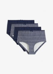 Figi maxi panty z bawełny organicznej (4 pary). Niebieskie figi bonprix, bez wzorów, z bawełny. Za 62.99 zł.