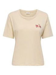 JDY Koszulka w kolorze beżowym rozmiar: XL. Brązowe bluzki damskie JDY, xl, bez wzorów, z bawełny, bez kołnierzyka, bez ramiączek. Za 39.49 zł.