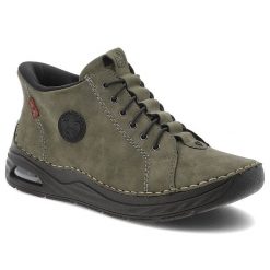 Zielone Trzewiki Rieker Wsuwane Obuwie Damskie. Zielone sukienki damskie Rieker, bez wzorów, ze skóry ekologicznej, eleganckie, bez ramiączek. Za 322.99 zł.