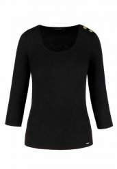 Koszulka damska z rękawem 3/4, Slim Fit, L-KATI. Czarne koszulki damskie Volcano, l, bez wzorów, z bawełny, bez kołnierzyka, bez ramiączek. Za 69.99 zł.