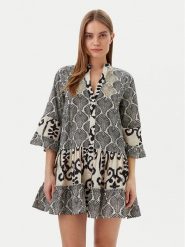 LOLA CASADEMUNT Sukienka letnia LS2516069 Czarny Regular Fit. Czarne sukienki damskie LOLA CASADEMUNT, bez wzorów, z bawełny, bez ramiączek. Za 269.99 zł.