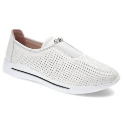 Białe Półbuty Venezia Stylowe Obuwie Damskie. Białe półbuty damskie Venezia, na wiosnę, bez wzorów, z gumy, bez obcasa, na platformie, bez zapięcia. Za 309.00 zł.