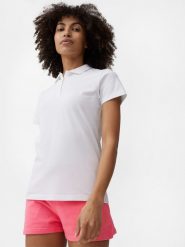 4F Koszulka polo regular damska XS. Białe koszulki damskie 4F, xs, bez wzorów, z bawełny, bez kołnierzyka, bez ramiączek. W wyprzedaży za 19.99 zł.