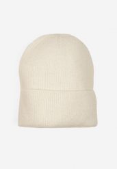 Jasnobeżowa Czapka z Metaliczną Nicią i Wywinięciem Temivra. Brązowe czapki damskie Renee, bez wzorów, z jeansu. Za 34.99 zł.