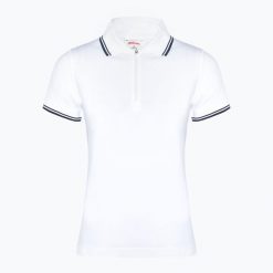 Koszulka damska Wilson Team Polo. Białe koszulki damskie Wilson, bez wzorów, bez kołnierzyka, bez ramiączek. Za 229.99 zł.