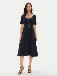 Tommy Hilfiger Sukienka codzienna WW0WW42431 Granatowy Regular Fit. Niebieskie sukienki damskie Tommy Hilfiger, bez wzorów, z bawełny, bez ramiączek. Za 419.99 zł.