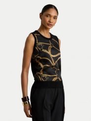 LAUREN RALPH LAUREN Bluzka 200P13976001 Czarny Regular Fit. Czarne bluzki damskie Lauren Ralph Lauren, xs, bez wzorów, z syntetyku, bez kołnierzyka, bez ramiączek. Za 819.99 zł.