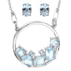 TARA komplet srebrnej biżuterii naszyjnik kolczyki blue topaz 4 ct. Niebieskie naszyjniki damskie Enaya, z granatem, metalowe. Za 542.00 zł.