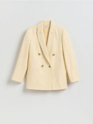 Marynarka z lyocellem - jasnożółty. Żółte marynarki i żakiety damskie Reserved, l, bez wzorów, z lyocellu. Za 299.99 zł.