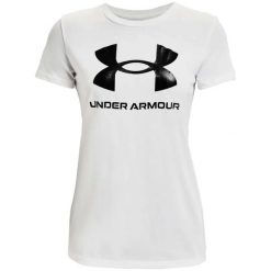Koszulka damska z krótkimi rękawami UA Rival Logo Under Armour 1356305. Białe koszulki damskie Under Armour, bez wzorów, bez kołnierzyka, bez ramiączek. Za 129.99 zł.