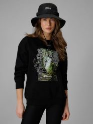 4F Bluza dresowa loose bez kaptura damska - czarna L. Czarne bluzy damskie 4F, l, bez wzorów, z dresówki, bez kaptura. Za 159.99 zł.