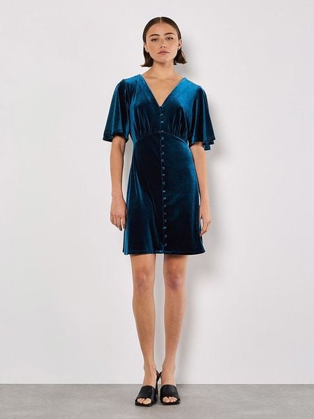 Apricot Aksamitna sukienka w kolorze niebieskim rozmiar: M. Niebieskie sukienki damskie Apricot, bez wzorów, bez ramiączek. Za 83.22 zł.