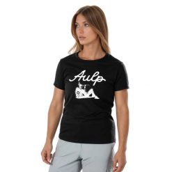T-shirt damski dopasowany okrągły dekolt BANNE z ekologicznych materiałów. Czarne koszulki sportowe damskie Aulp, l, bez wzorów, z materiału, bez ramiączek. Za 159.99 zł.