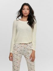 ONLY Sweter w kolorze kremowym rozmiar: XL. Brązowe swetry klasyczne damskie Only, xl, ze splotem, bez kołnierzyka. Za 65.85 zł.