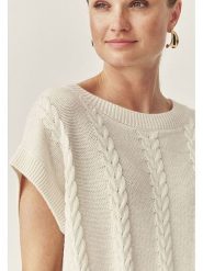 TATUUM Bezrękawnik "Hella" w kolorze kremowym rozmiar: M. Brązowe swetry klasyczne damskie TATUUM, m, z wełny, bez kołnierzyka. Za 110.29 zł.