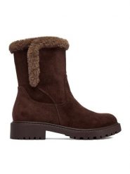 Clara Barson Botki CEO-HY90165-8 Brązowy. Brązowe botki damskie Clara Barson, z materiału, bez obcasa, na płaskiej podeszwie, bez zapięcia. Za 179.99 zł.