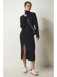 Happiness Istanbul Sukienka dzianinowa w kolorze czarnym rozmiar: onesize. Czarne sukienki damskie Happiness Istanbul, bez wzorów, z dzianiny, bez ramiączek. Za 91.34 zł.