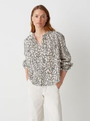 OPUS Bluzka w kolorze kremowym rozmiar: 40. Brązowe bluzki damskie Opus, bez wzorów, z bawełny, bez kołnierzyka, bez ramiączek. Za 143.99 zł.