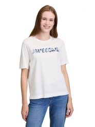 CARTOON Koszulka w kolorze białym rozmiar: 46. Białe bluzki damskie Cartoon, bez wzorów, z bawełny, bez kołnierzyka, bez ramiączek. Za 69.99 zł.