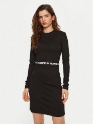 Karl Lagerfeld Jeans Sukienka codzienna A1W13009 Czarny Regular Fit. Czarne sukienki damskie Karl Lagerfeld Jeans, bez wzorów, z jeansu, bez ramiączek. Za 279.99 zł.
